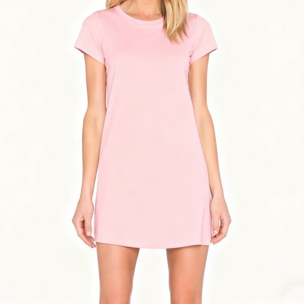 Blush Pink Short-Sleeve T-Shirt Dress