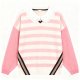 Pink Striped Sweater with Lace Collar