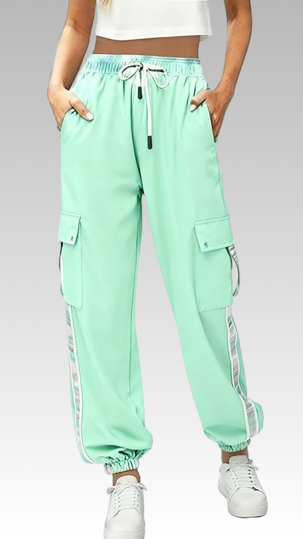 Mint Green Cargo Track Pants