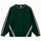 Dark Green Argyle Knit Sweater with Contrast Stripes