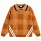 Tan Plaid Collared Sweater