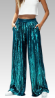 Teal Sequin Wide-Leg Pants