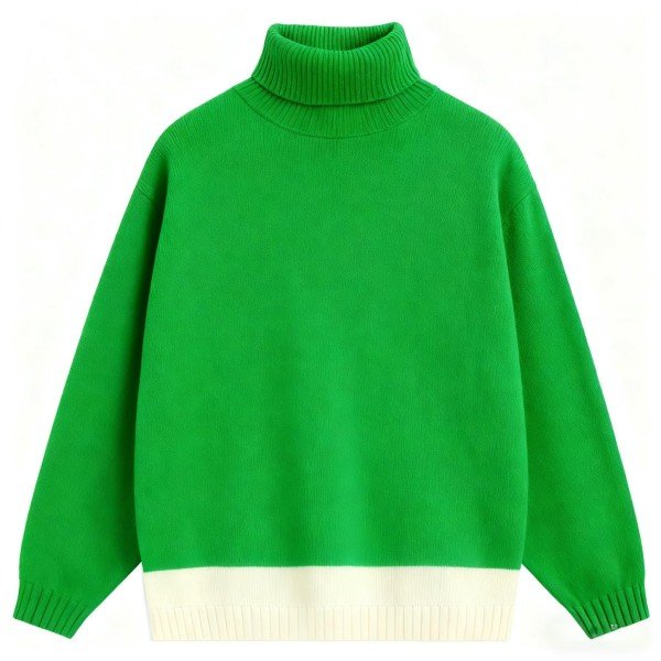 Emerald Green Turtleneck Knit Sweater