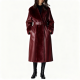 Burgundy Leather & Faux Fur Trim Coat