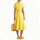 Yellow Floral Print Smocked-Waist Dress