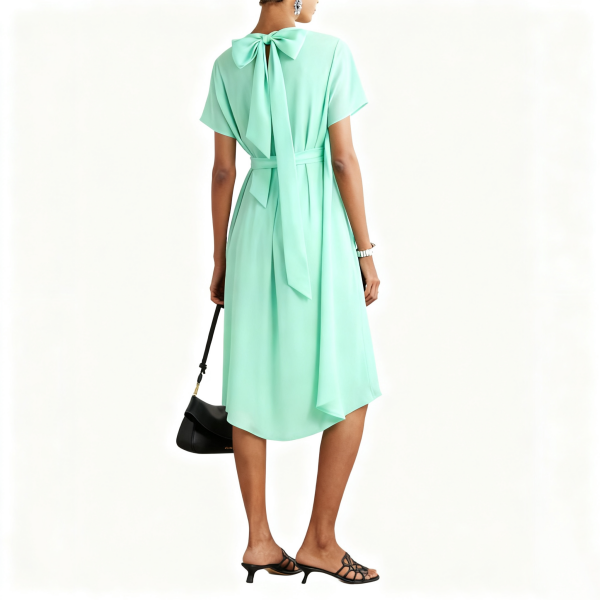 Mint Green Back-Tie Chiffon Dress