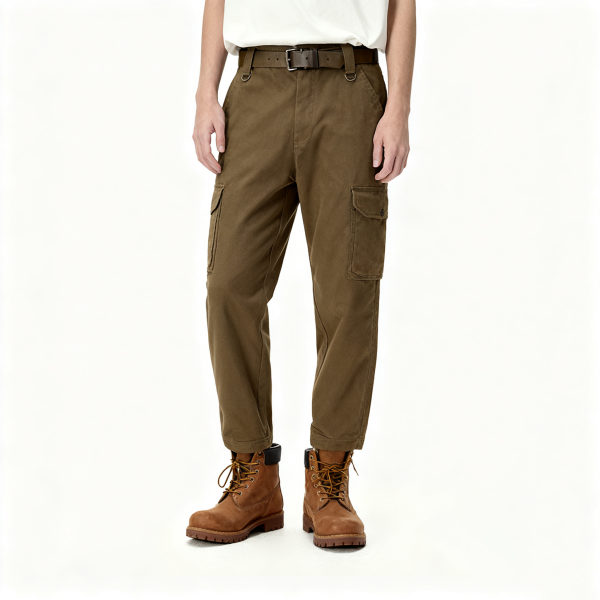 Olive Cargo Slim-Fit Tapered Pants