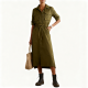 Olive Utility Cargo Shirt Dress