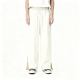 Cream Side-Slit Wide-Leg Trousers