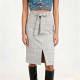 Grey Plaid Self-Tie Waist Pencil Skirt