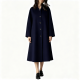 Navy Single-Breasted Flared Wool Coat