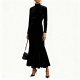 Black Velvet Turtleneck Mermaid Dress