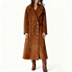Brown Suede Double-Breasted Long Coat