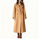 Camel Belted Wool Blend Trench Coat